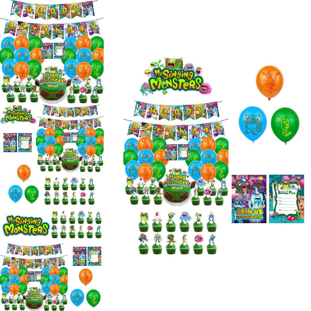 Vibrant My Singing Monsters Birthday Party Supplies Balloons Banners Cake Toppers And Invitation Cards