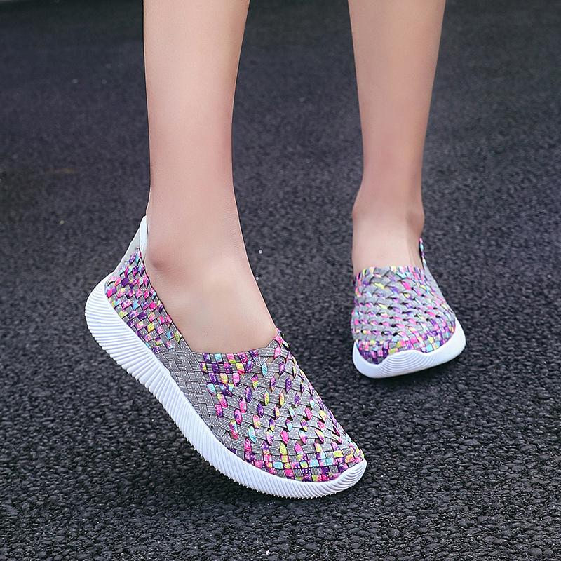 Summer Women Sneakers Plus Size Flats Loafers Soft Beach Walking Sports Shoes Lightweight Slip On