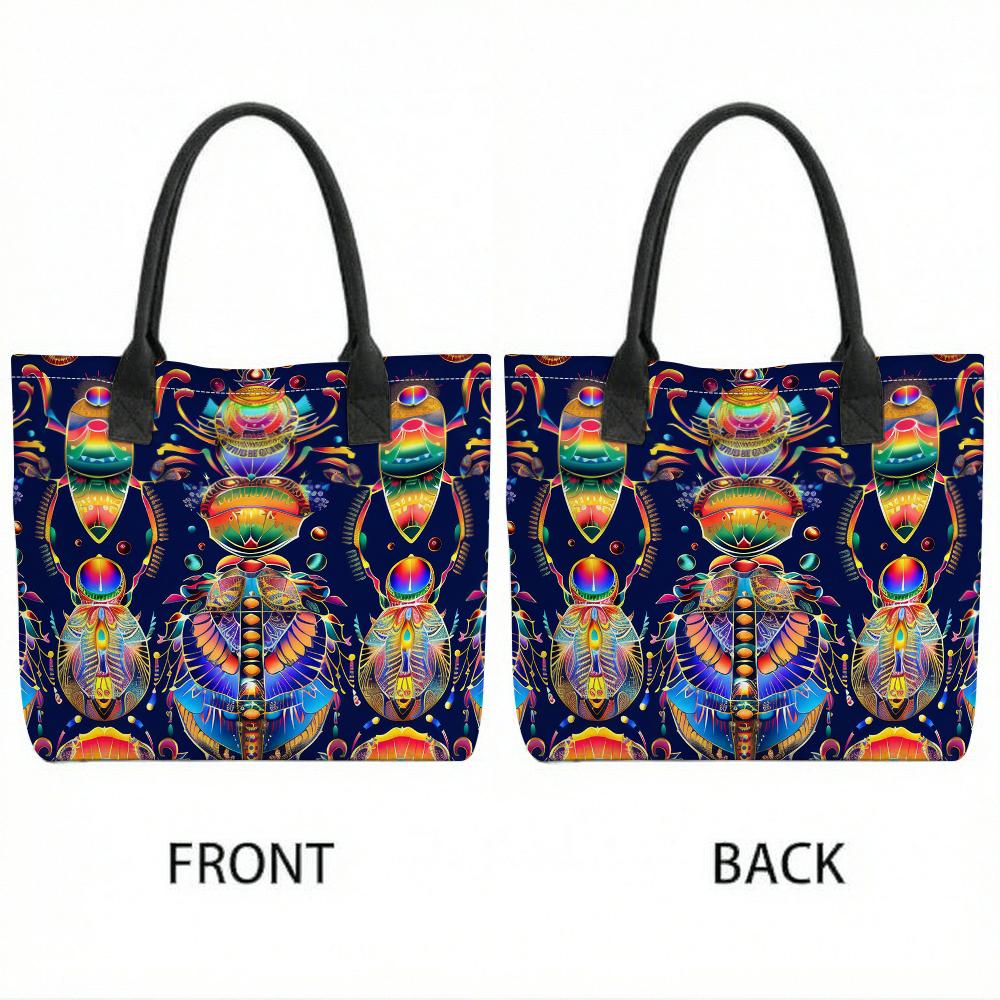 Colorful Beetle Printed Large Tote Bag Casual Daily Shoulder Bag for Shopping Travel