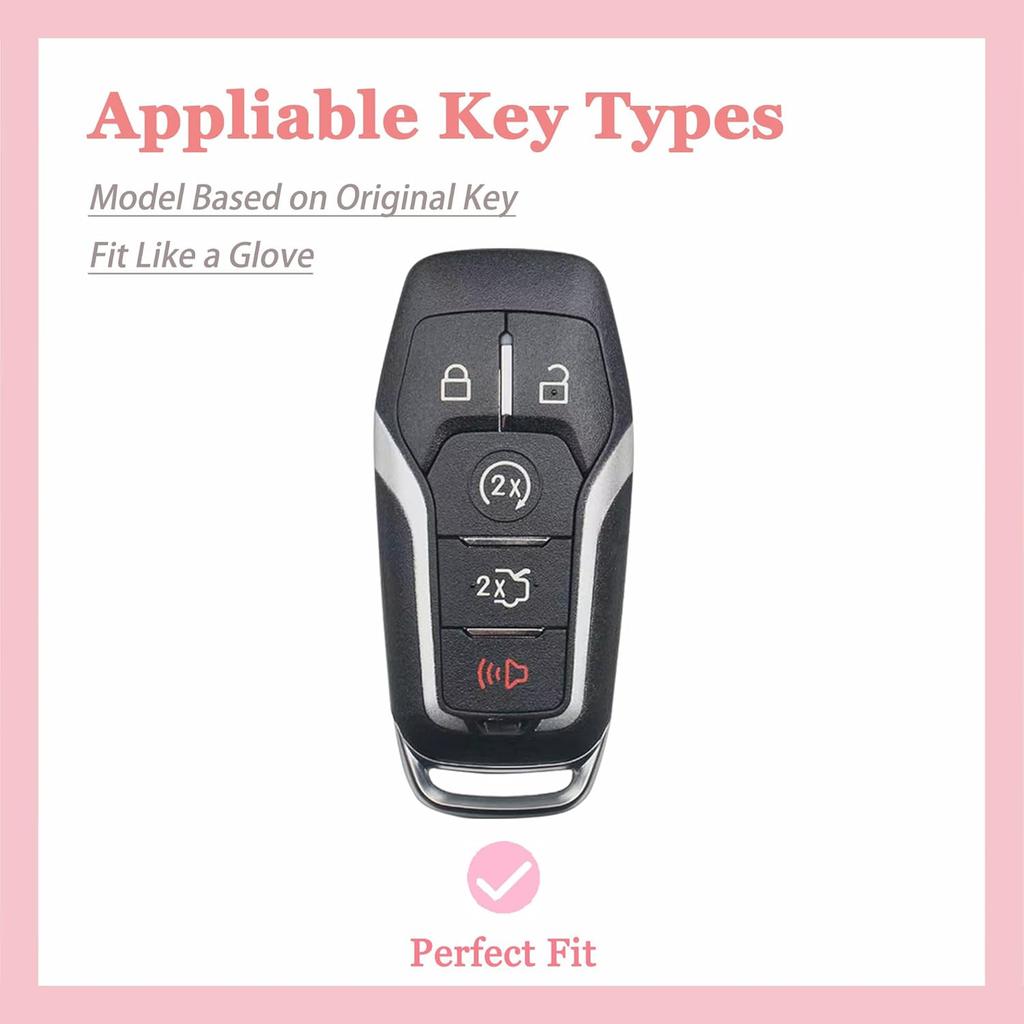 For Ford Key Fob Cover - Soft TPU Key Fob Case For Ford Edge Fusion Explorer Mustang Lincoln MKZ MKC MKX Smart Keyless Remote Key(Pink)