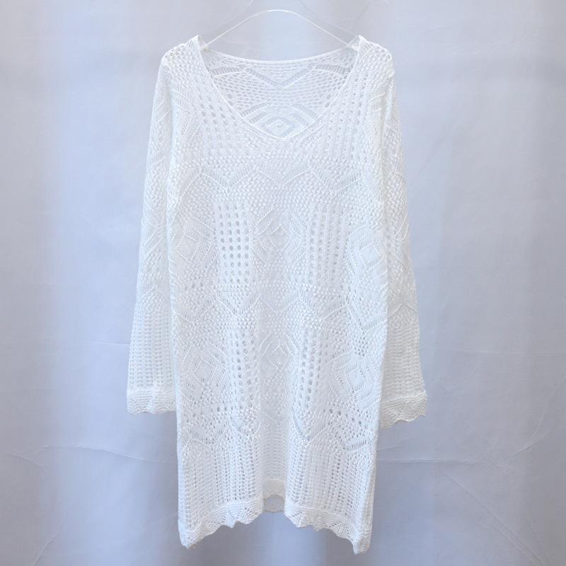 Женское ажурное кружевное вязаное пляжное платье с круглым вырезом и сексуальным платьем