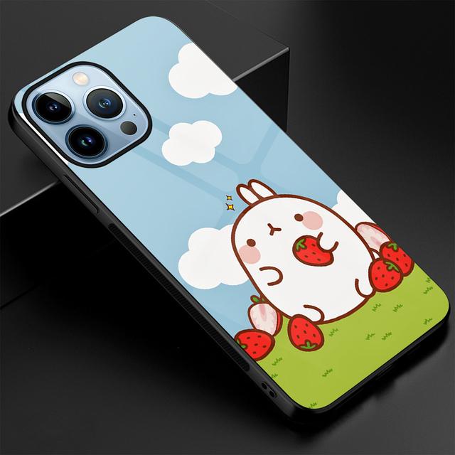 Стеклянный чехол с милым кроликом из мультфильма для Iphone 13 14 12 Pro Max Mini Xs Xr X, чехол для Iphone 7 8 6s Plus Se 2022 11, чехол