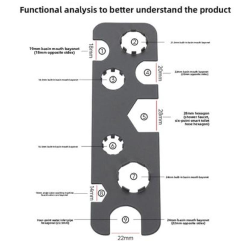 Новый инструмент для снятия аэратора крана 9 в 1, металлический ключ для скрытой резьбы TJ TT JR STD и среза с корпусом M16 M18 M20 M22 M24