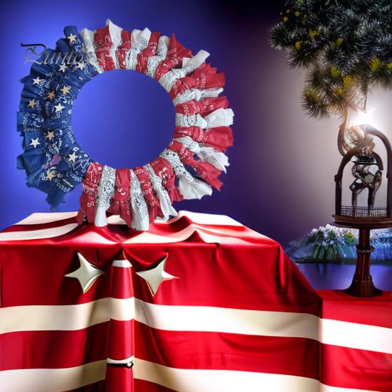 Венок на входную дверь 4 июля патриотический приветственный знак красный белый синий звездный венок украшение на крыльцо на День памяти домашний декор стены
