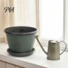 Decorative Plant Pots for Courtyard 12 Inch Thickened Flower Outdoor Indoor, Plastic Leaf-Pattern Texture Planter Home Decor with Drainage Hole