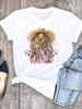 (Asian Size) Women Casual Cartoon Watercolor Trend Short Sleeve T Shirt Fashion Print Lady Female Graphic T-shirts Tee Top Clothing