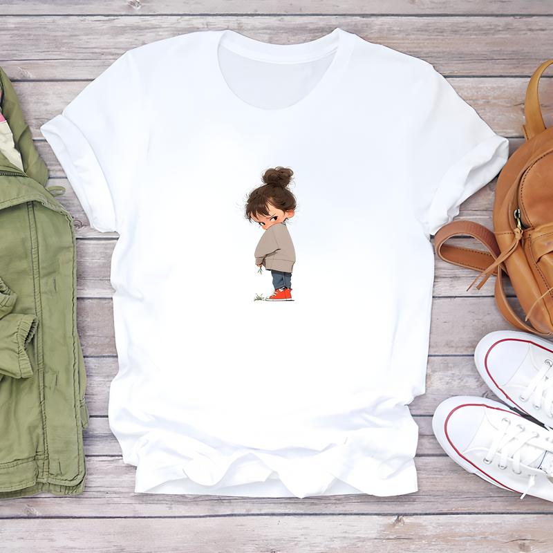 Модная летняя футболка, симпатичный принтованный дизайн, модный женский топ с коротким рукавом.