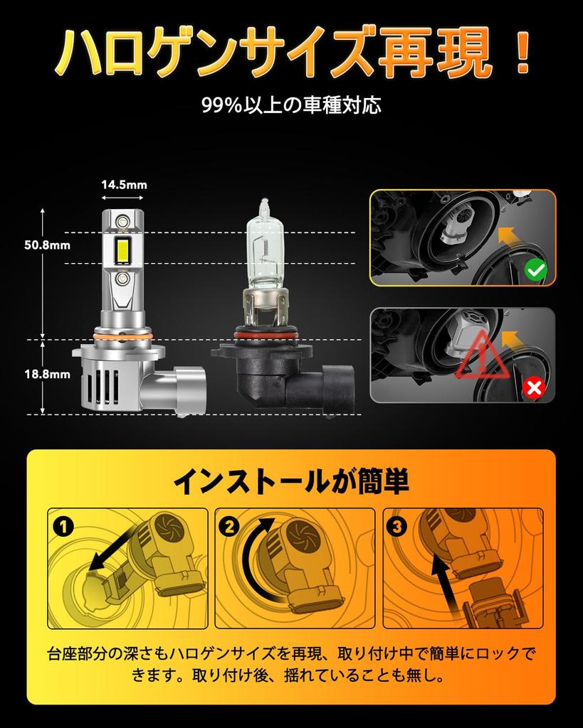 OXILAM HB3 Q36HB3 LED Headlight, Compatible with Vehicle Inspection, Explosive Light, Halogen Size, Hi/lo