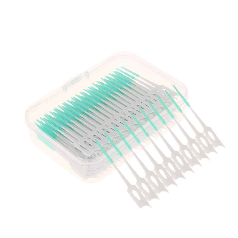 Межзубные силиконовые щетки 200 шт. Зубочистки для чистки зубов между зубами с нитью Инструменты для чистки полости рта