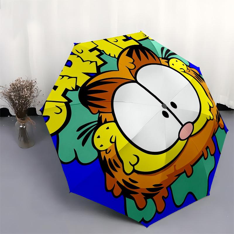 1pc Garfield Melted Face Sticker Umbrella with Plastic Handle,Suitable for All Seasons Home Travel Outdoor UmbrellaFP074