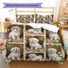Cute Flower Puppy Pattern Bedding,Quilt Set Quilt Cover Pillowcase Home Birthday Gift (1 * duvet cover + 2 * pillowcase, without core)