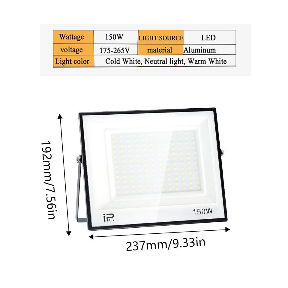 LED Floodlight AC220V 20-300W Outdoor Waterproof IP66 Aluminum Material Suitable For Driveway Corridors Construction Sites Light