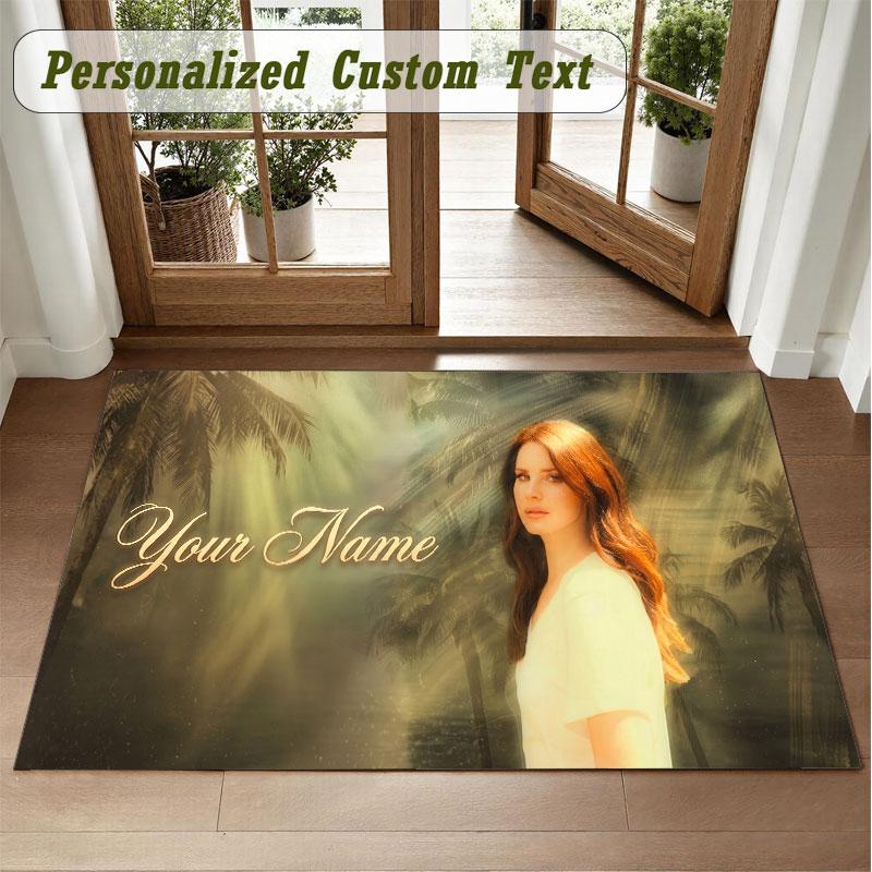Crystal Velvet Square Rug Custom NameLana Del Rey Pattern Non Slip Home Floor Decor Rug
