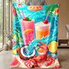 Summer Ice Cream Delight Theme blanket Lightweight Warm Flannel Blanket Decorative Throw Blanket for Home Decoration