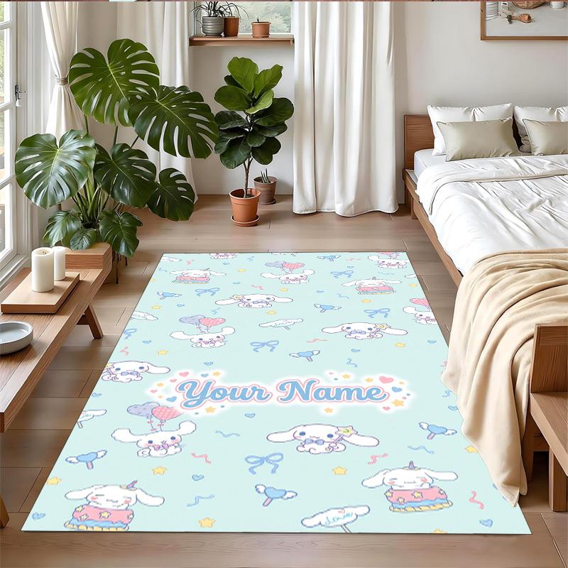Crystal Velvet Rug Custom Name Text, Soft Non Slip Floor Mat Home DecorCinnamoroll