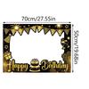 1 Piece Happy Birthday Photo Booth Photo Frame Props, Black And Gold Selfie Photo Frame, Birthday Party Supplies