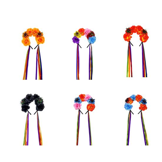 Женская атласная повязка на голову с красочным цветочным декором, обруч для волос яркого цвета.