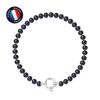 Bracelet - - Genuine Freshwater Cultured Pearl 5-6 Mm - Black Tahiti - 925 Silver - 18 Cm