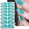 16Tips Full Cover Gradient Nail Stickers DIY Nail Polish Strips Glitter Cat Eye Adhesive Nail Art Sticker Manicure Decoration