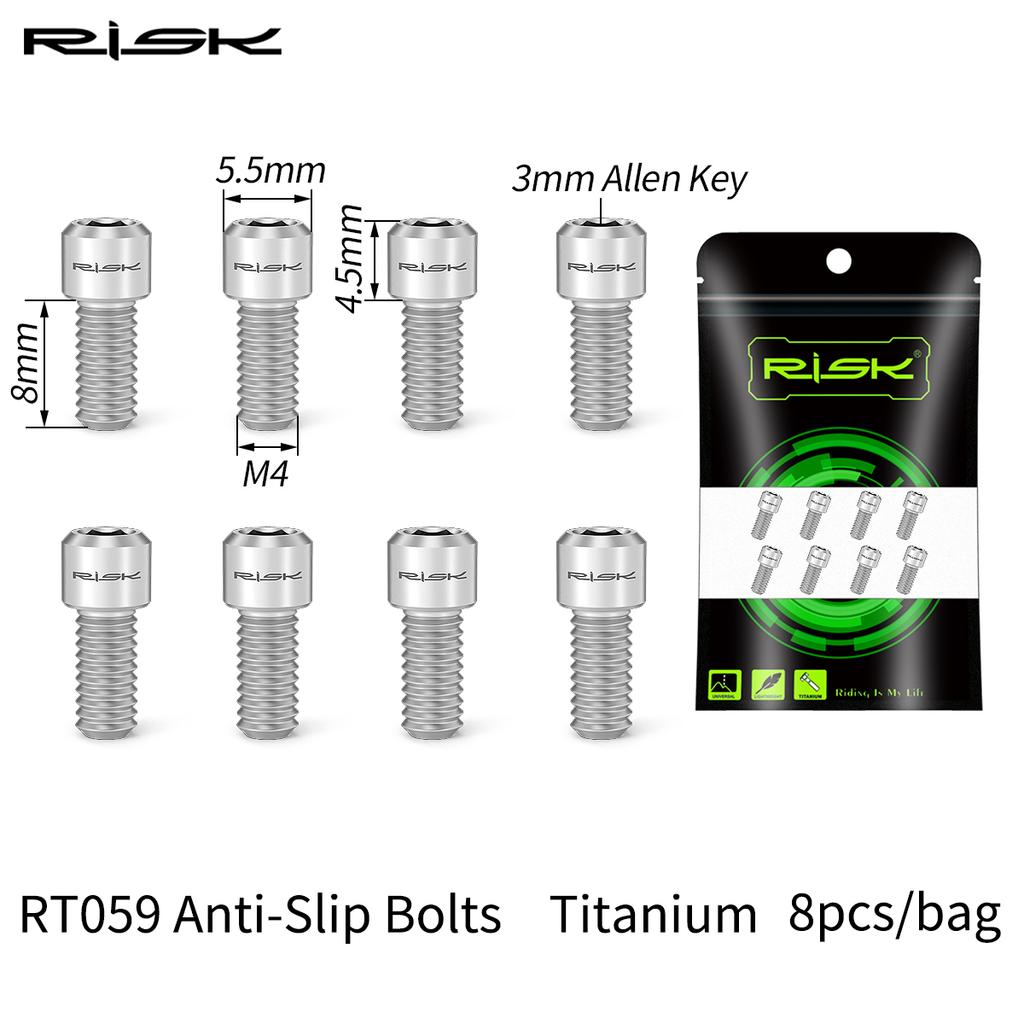 8Pcs M4x8mm TC4 Titanium Alloy MTB Pedal Screws Anti-Slip Bolts for XC AM DH Downhill Bike New