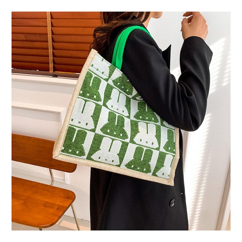 Женская сумка простая чистая льняная модная портативная магнитная пряжка одно плечевая сумка сумка кролик