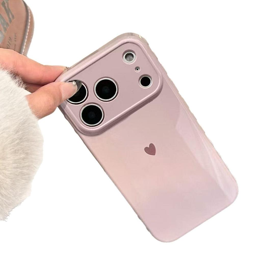 Боковой чехол с сердцем для Apple 17 Pro Max: Милая, Нежная, Полная защита линз для 15 Pro и 14.
