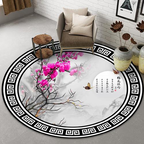 Напольный коврик для спальни, гостиной, украшения дома, китайская картина тушью фэн, сливовый нескользящий круглый ковер