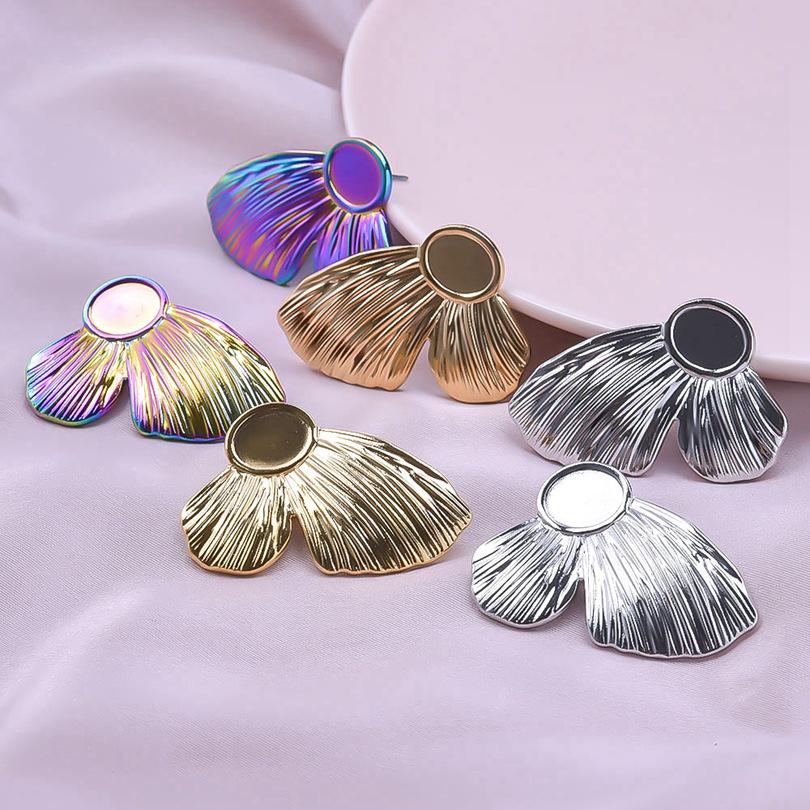 304 Stainless Steel Round Wire Earrings with Butterfly Backing - Titanium Steel Cross Design