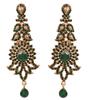 Touchstone Индийский Болливуд Гламурные украшения ручной работы Современные дизайнерские украшения Длинные серьги-люстры со стразами Кристалл Золото Серебро Тон Женщины Зеленый