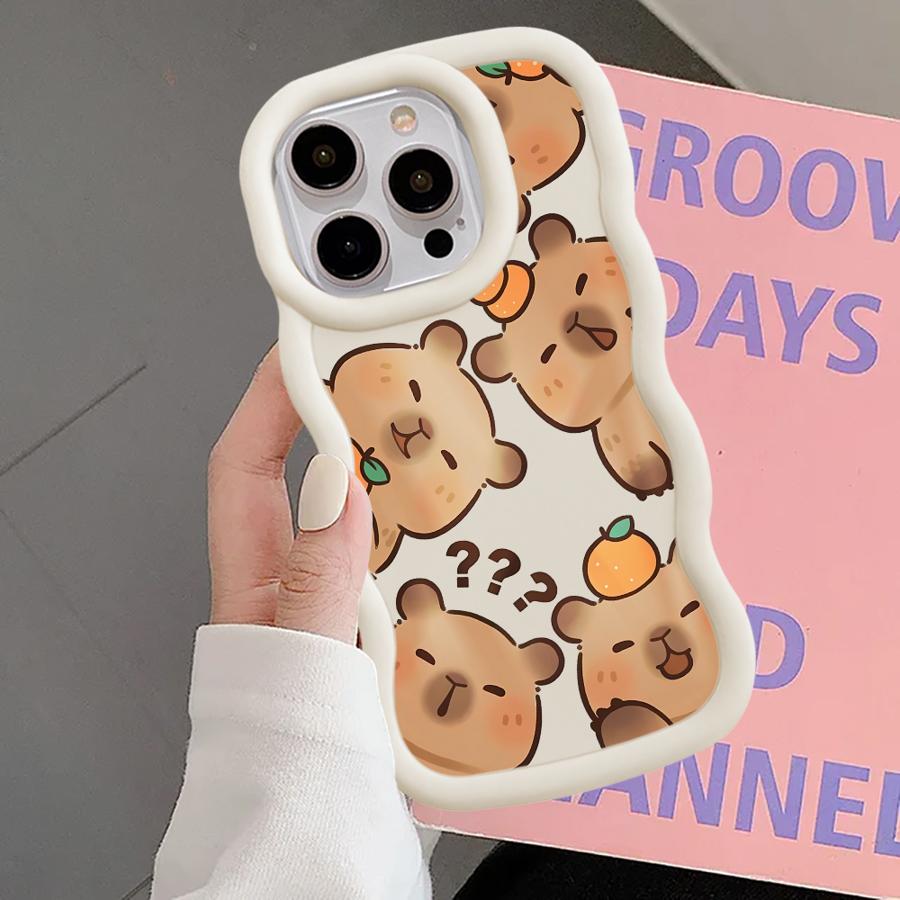 Чехол для iPhone 11 12 15 Plus 17 Air 14 16 Pro Max 13 XR 8 Мягкий чехол для телефона Капибара Милый