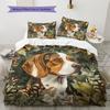 Beagle and Leaves Pattern Bedding Home Decoration Birthday Gift (1 * duvet cover + 2 * pillowcase, without core)