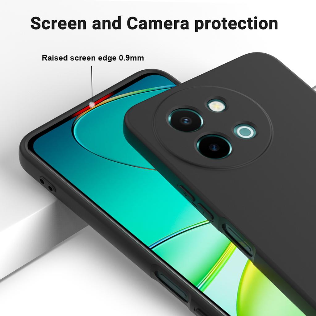 For Vivo Y58 5G Liquid Silicone Case Phone Back Cover with Hand Strap