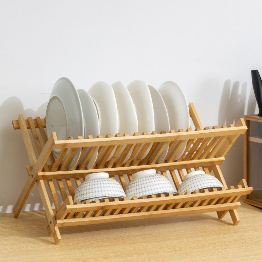 Retro Folding Dish Rack Natural Drying Holder Easy Clean Dish Drying Rack Restaurant