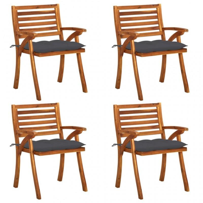 Day and Night - Day and Night Garden Chairs with Cushions 4 Units Solid Acacia Wood