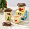 Christmas Ceramic Hand Holding Cup Winter Hand Warmer Cup Thermos Small Capacity Water Cup Coffee Casual Cup Silicone Lid Cup