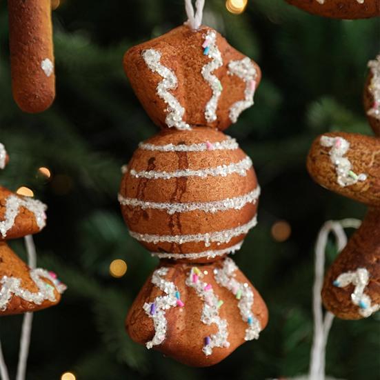 Christmas Ornaments 3D Foam Gingerbread/Star/Candy Cane Christmas Decoration Sticky Powder Hanging Decor for Xmas Tree