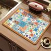 Retro Kitchen Drying Mat Quick Drying Placemat Cup Drying Mats Kitchen Countertop Mat  Restaurant