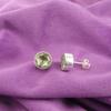 Натуральный зеленый аметист подарок дочери серьги-пусеты ювелирные изделия стерлинговое серебро EE-150-13