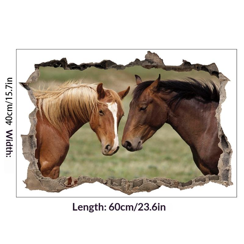 Плакат с животным Искусство дыры в сломанной стене Бегущая прекрасная лошадь Виниловые наклейки-муралы Для гостиной
