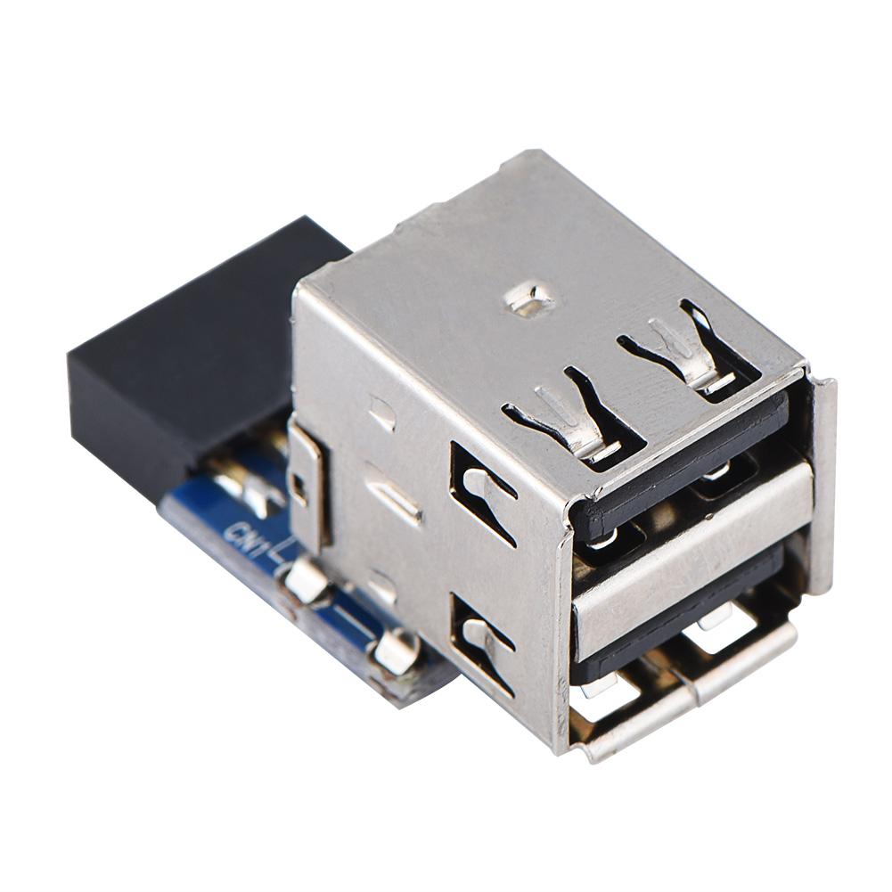 5pcs USB2.0 Motherboard Connector 9Pin10Pin Header To 2 USB2.0 A Port Adapter (Type A)