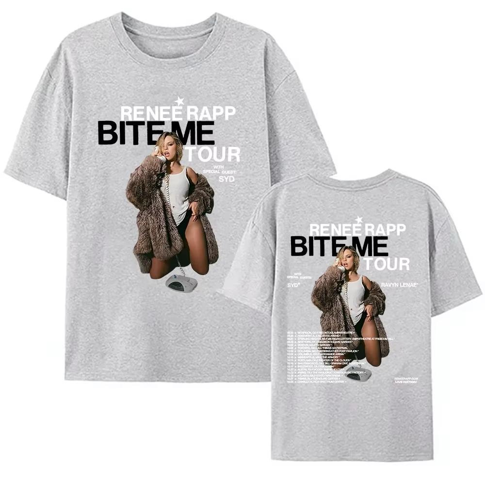 Reneé Rapp Bite Me Tour 2025 T-shirt Summer Short Sleeve Men Tshirts Singer Graphic Printing T Shirt O-neck Fashion Women Tee