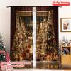 2 шт. 2D плоская печать Рождественские оконные шторы merry christmas11 100% Полиэстер Без электричества Весна Идеально для Праздничных