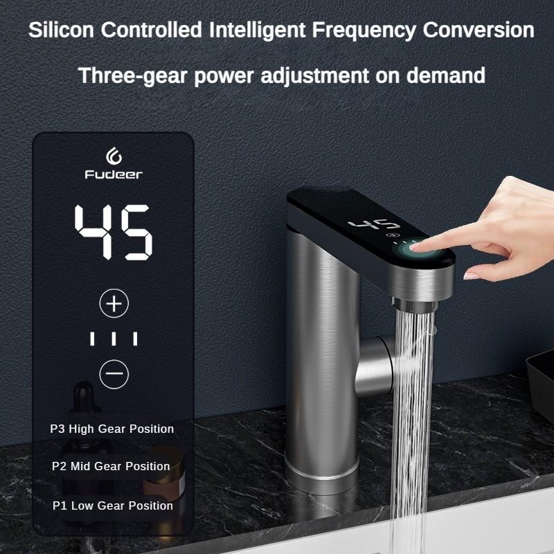 3400W Stainless Steel Instant Heating Faucet In The Bathroom Digital Display Electric Faucet Cold and Hot Dual-purpose Ceramic Valve Core Faucet