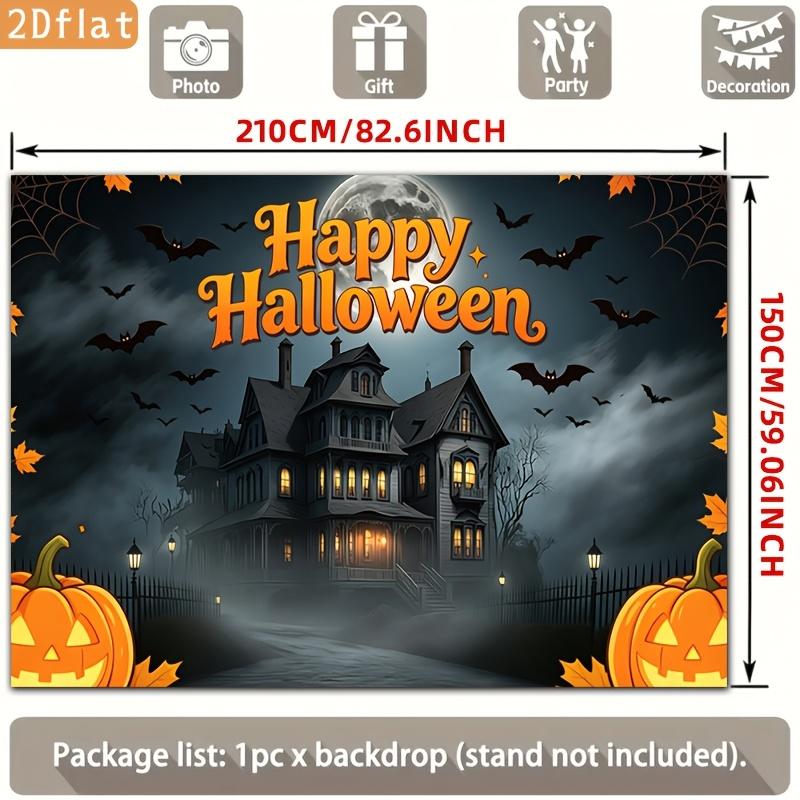 1 piece of party banner - Foggy Night Haunted House Pumpkin Bat Halloween Printed Background Cloth