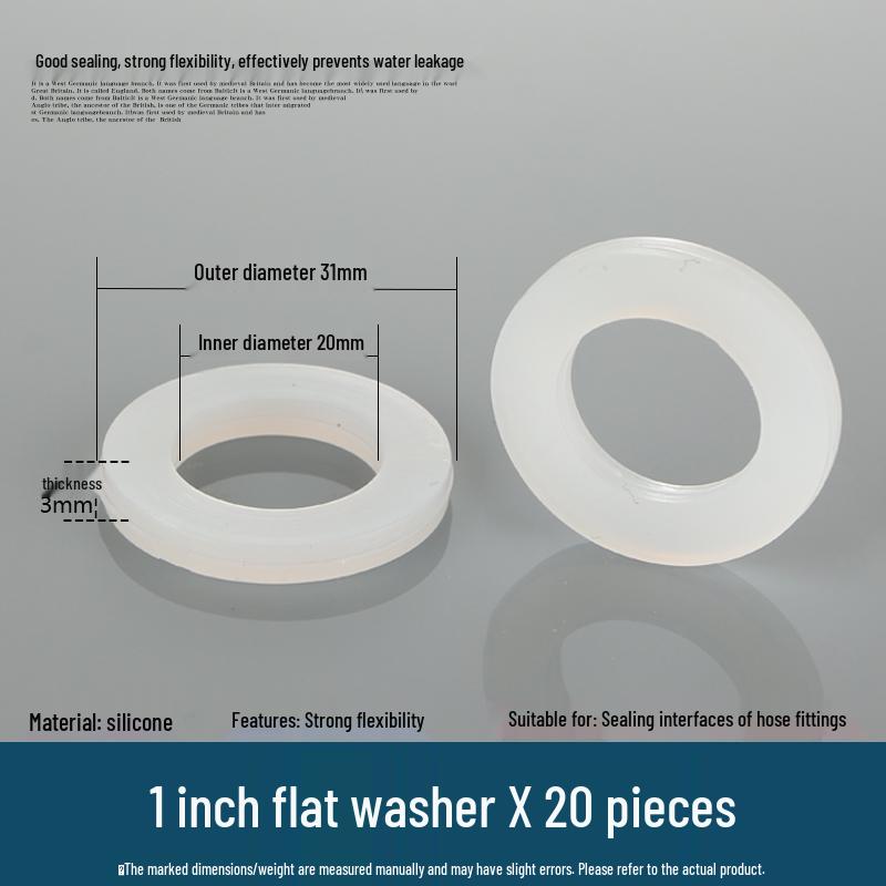 Silicone rubber gasket for 4-minute water heater: flat sealing ring, shower inlet pipe, 6-point, 1-inch water meter.