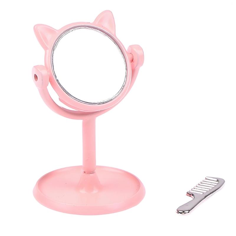 1:12 Scale Doll House Miniature Vanity Mirror With Comb Set For Realistic Scene Setting Decoration Doll Accessories