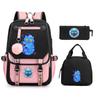 Animation Cartoon Peripheral Printing Backpack Casual Children'S Meal Bag Pencil Bag Three-Piece Set Student Schoolbag