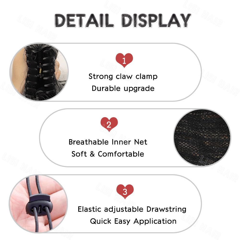 LISI HAIR Синтетические короткие вьющиеся волнистые наращивания хвоста, зажим для наращивания волос, парик для женщин и девочек, одежда для косплея