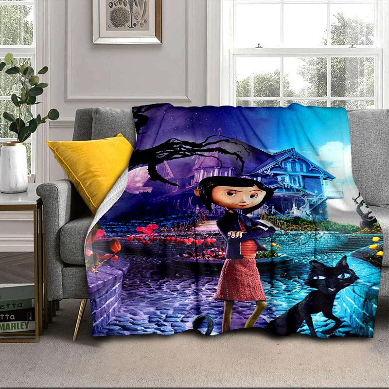 Moonlit Mystery Cora-line Blanket Flannel Blanket for bed, sofa, Camping, Hiking, Picnic Essentials, gift for family Fan gifts