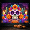 1 piece, made of polyester, with a Mexican Day of the Dead theme background fabric, for family gatherings decoration